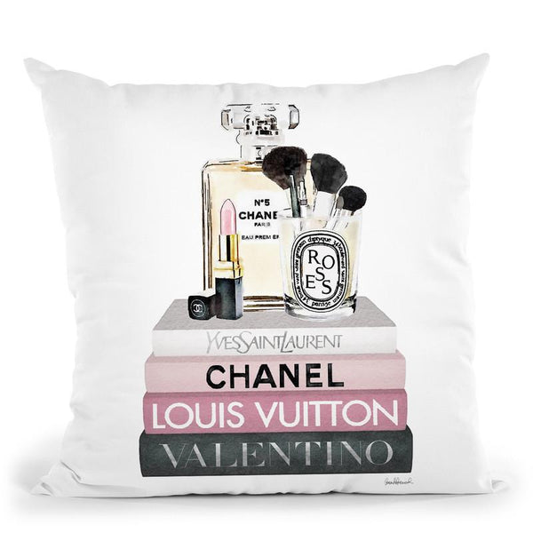 Medium Books Pink Tone, Make Up Station Throw Pillow By Amanda Greenwood