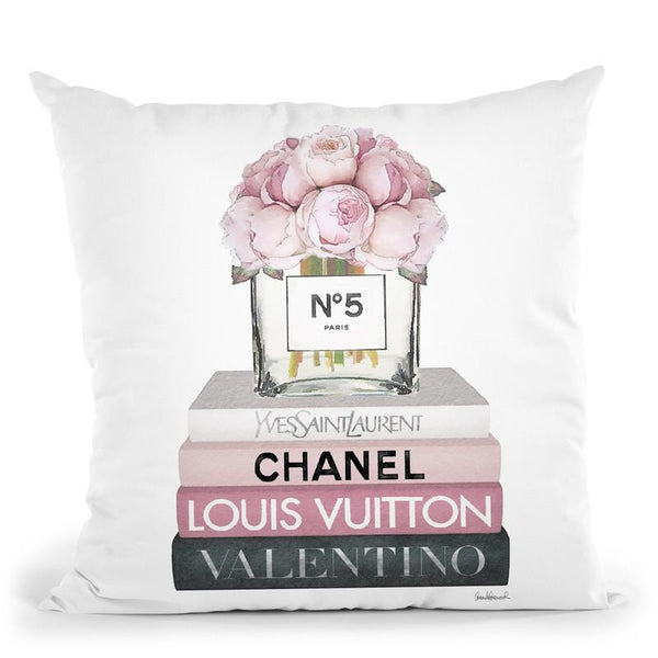 Medium Books Pink Tone, Soft Roses Throw Pillow By Amanda Greenwood