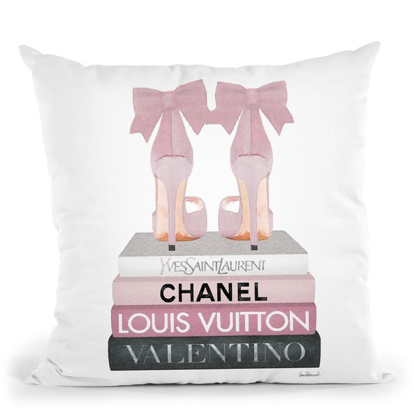 Medium Books Pink Tone, Pink Shoes Throw Pillow By Amanda Greenwood