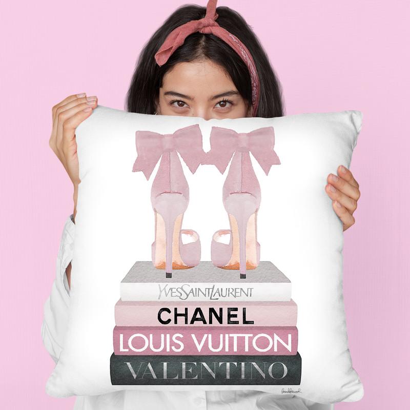 Medium Books Pink Tone, Pink Shoes Throw Pillow By Amanda Greenwood