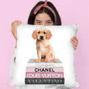 Medium Books Pink Tone, Labrador Puppy Throw Pillow By Amanda Greenwood