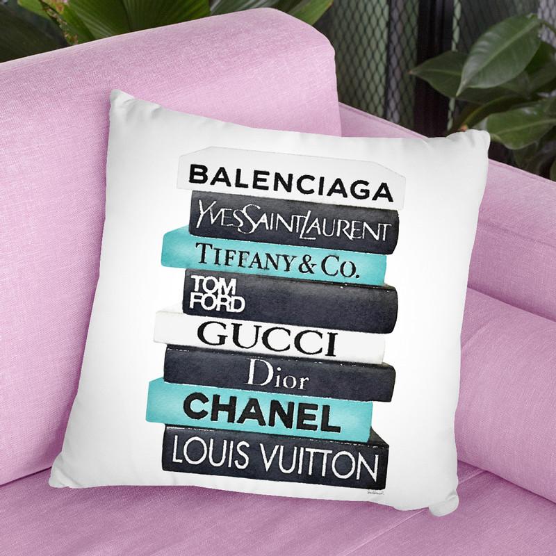 Black, White & Teal Book Stack Throw Pillow By Amanda Greenwood