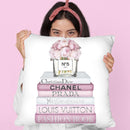 Pink Tone Books With Peony Vase, Silver Font Throw Pillow By Amanda Greenwood