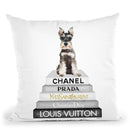 Grey Fashion Books With Mini Schnauzer Throw Pillow By Amanda Greenwood