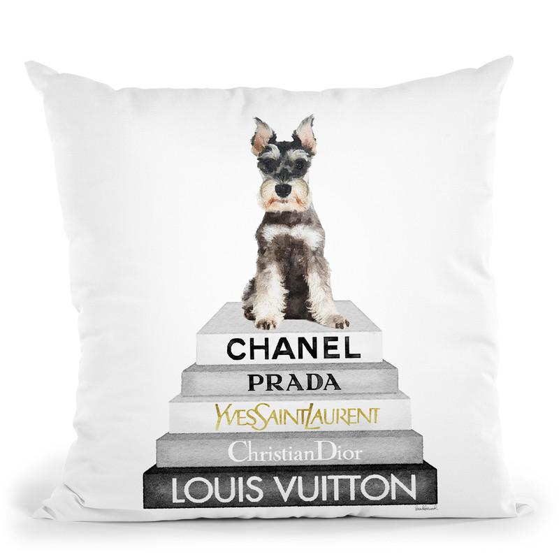 Grey Fashion Books With Mini Schnauzer Throw Pillow By Amanda Greenwood
