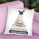 Grey Fashion Books With Cream Pug Throw Pillow By Amanda Greenwood