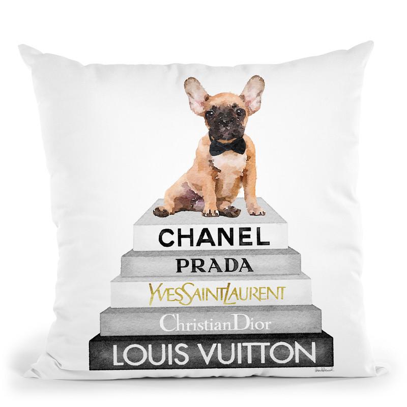 Grey Fashion Books With Fawn Frenchie Throw Pillow By Amanda Greenwood