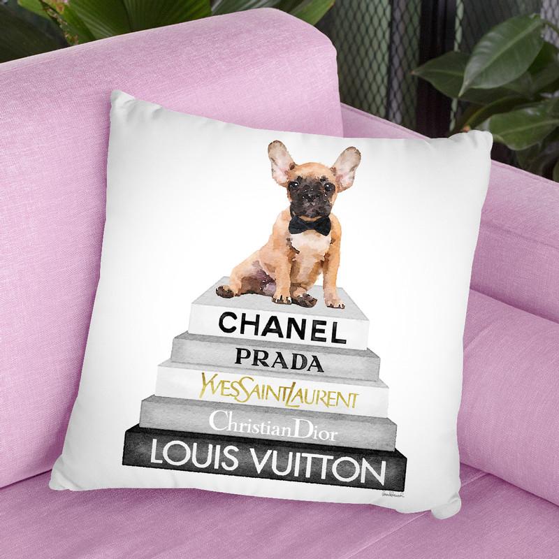 Grey Fashion Books With Fawn Frenchie Throw Pillow By Amanda Greenwood
