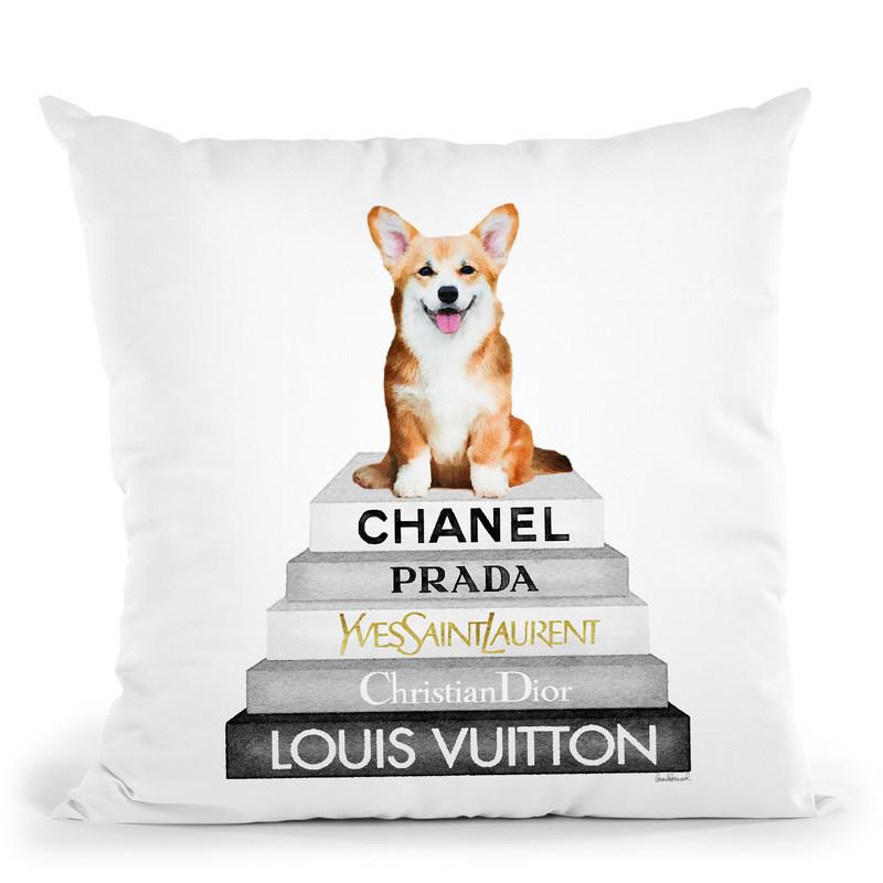 Grey Fashion Books With Corgi Throw Pillow By Amanda Greenwood