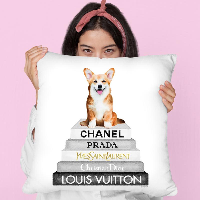 Grey Fashion Books With Corgi Throw Pillow By Amanda Greenwood