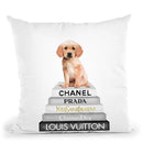 Grey Fashion Books With Golden Lab Throw Pillow By Amanda Greenwood