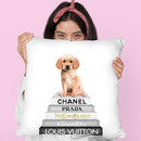 Grey Fashion Books With Golden Lab Throw Pillow By Amanda Greenwood