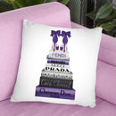 Tall Metallic Stack Purple With Purple Bow Shoes Throw Pillow By Amanda Greenwood