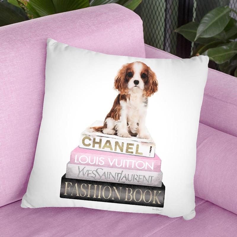 New Books Grey Blush With King Charles Puppy Throw Pillow By Amanda Greenwood