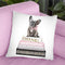 New Books Grey Blush With Grey Frenchie Side Bow Throw Pillow By Amanda Greenwood