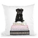 New Books Grey Blush With Black Pug Throw Pillow By Amanda Greenwood