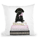 New Books Grey Blush With Black Labrador Throw Pillow By Amanda Greenwood