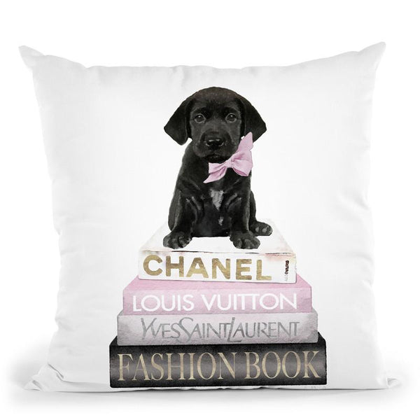 New Books Grey Blush With Black Labrador Throw Pillow By Amanda Greenwood