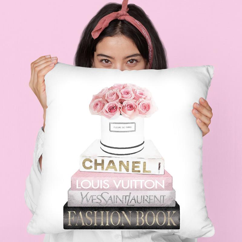 New Books Grey Blush With Box Of Roses Throw Pillow By Amanda Greenwood