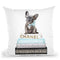 New Books Grey Blue With Grey Frenchie Side Bow Throw Pillow By Amanda Greenwood