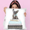 New Books Grey Blue With Grey Frenchie Side Bow Throw Pillow By Amanda Greenwood