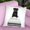 New Books Grey Blue With Black Pug Throw Pillow By Amanda Greenwood
