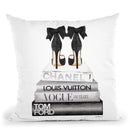 New Books Silver Bow Shoes Throw Pillow By Amanda Greenwood