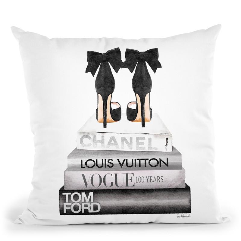 New Books Silver Bow Shoes Throw Pillow By Amanda Greenwood