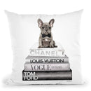 New Books Silver Grey Frenchie Bow Tie Throw Pillow By Amanda Greenwood