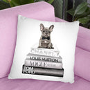 New Books Silver Grey Frenchie Bow Tie Throw Pillow By Amanda Greenwood