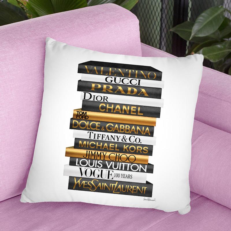 Tall Fashion Books Black And Gold Throw Pillow By Amanda Greenwood