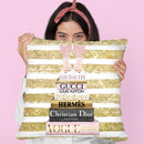 Tall Pink And Gold With Bow Shoes, Glitter Stripe Throw Pillow By Amanda Greenwood