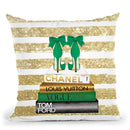 New Books Grey Emerald Green, Bow Shoes, Glitter Stripe
 Throw Pillow By Amanda Greenwood