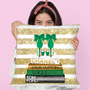 New Books Grey Emerald Green, Bow Shoes, Glitter Stripe
 Throw Pillow By Amanda Greenwood