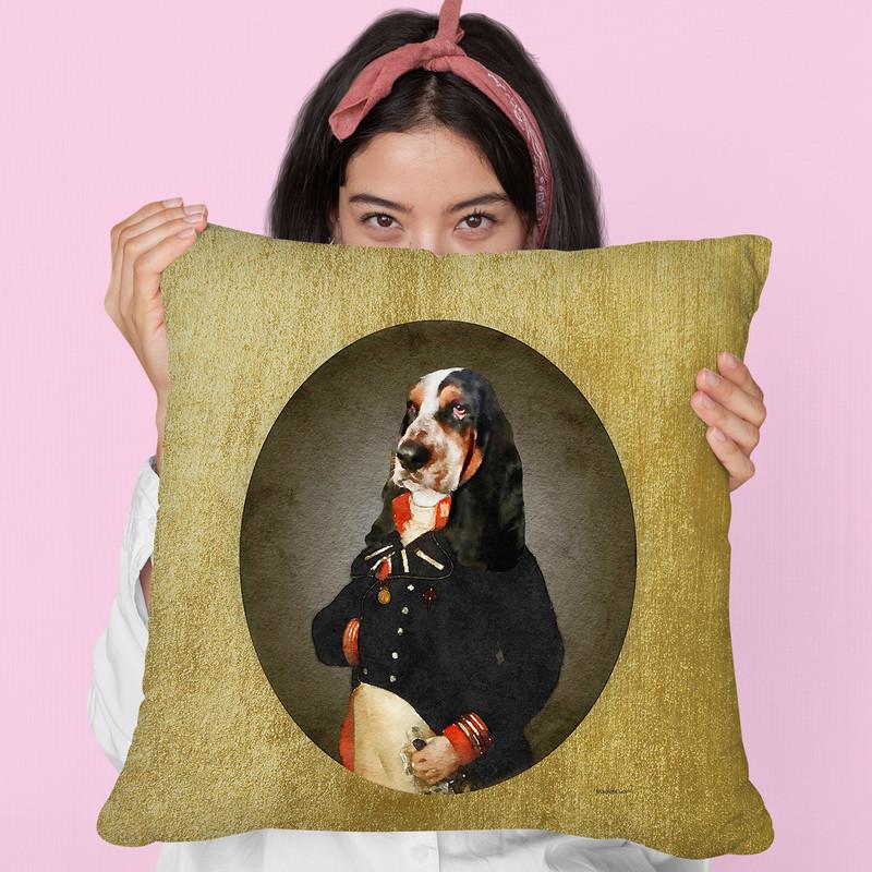 Nelson Portrait Basset Hound Throw Pillow By Amanda Greenwood