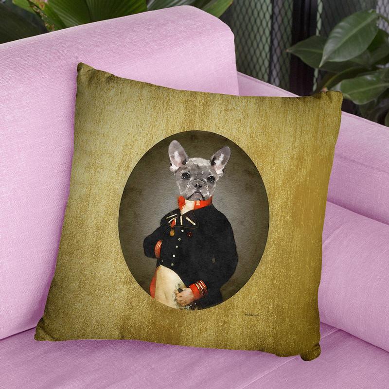 Nelson Portrait Grey Frenchie Throw Pillow By Amanda Greenwood