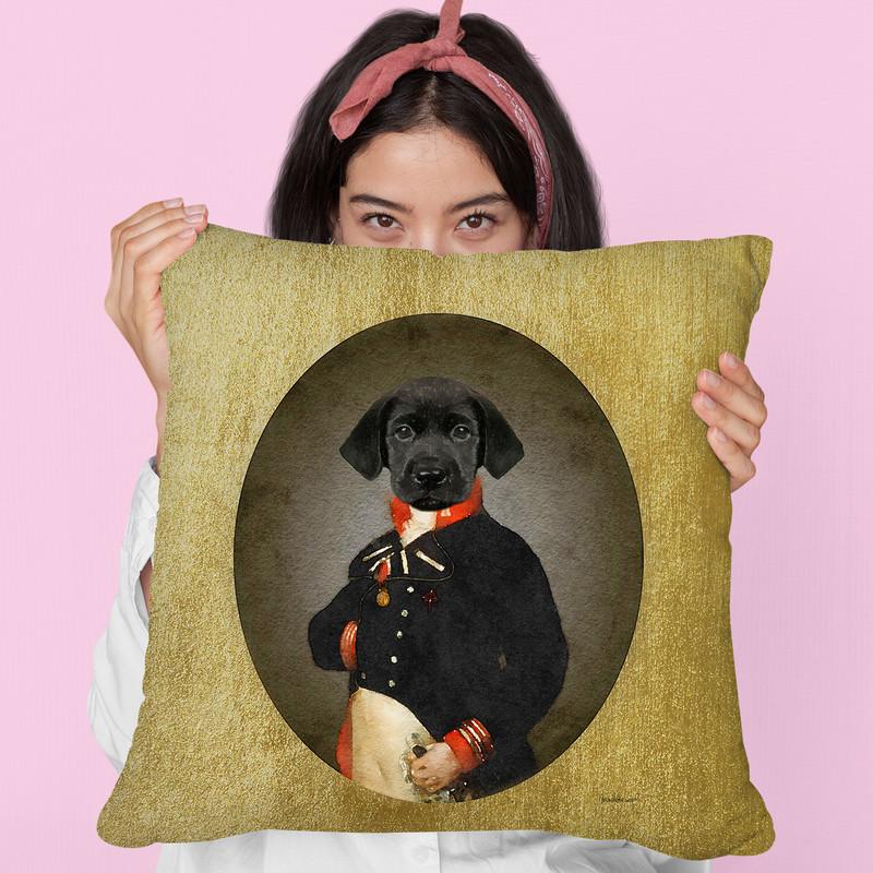 Nelson Portrait Black Lab Throw Pillow By Amanda Greenwood