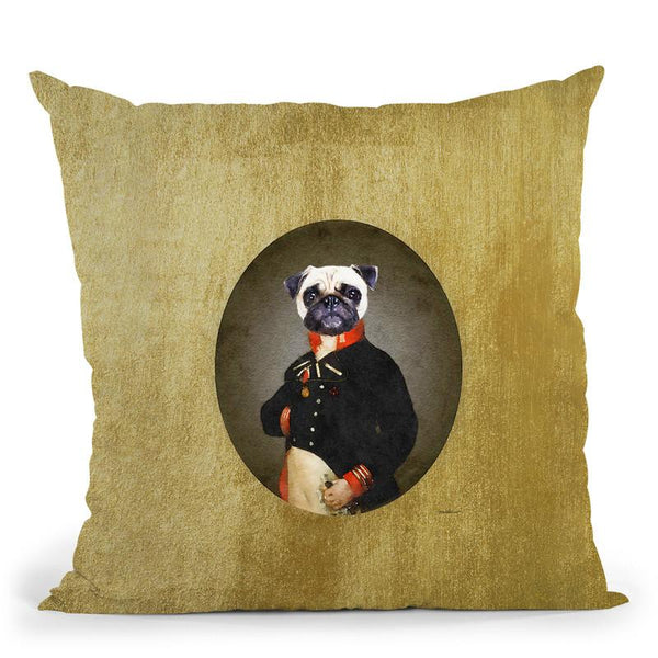 Nelson Portrait Cream Pug Throw Pillow By Amanda Greenwood