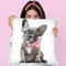 Grey Frenchie Puppy With Pink Bow Throw Pillow By Amanda Greenwood