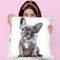Grey Frenchie Puppy With Blue Bow Throw Pillow By Amanda Greenwood