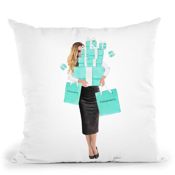 Girl Overloaded, Teal And Black Pencil Throw Pillow By Amanda Greenwood