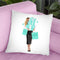 Girl Overloaded, Teal And Black Pencil Throw Pillow By Amanda Greenwood