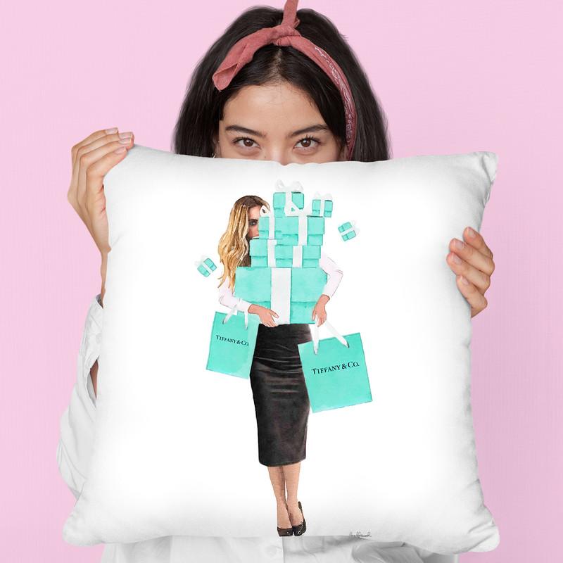 Girl Overloaded, Teal And Black Pencil Throw Pillow By Amanda Greenwood