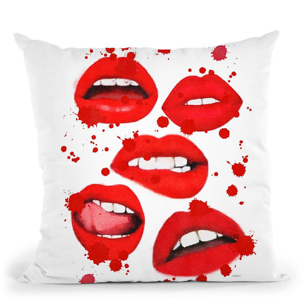 Multiple Lips Red Throw Pillow By Amanda Greenwood