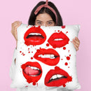 Multiple Lips Red Throw Pillow By Amanda Greenwood