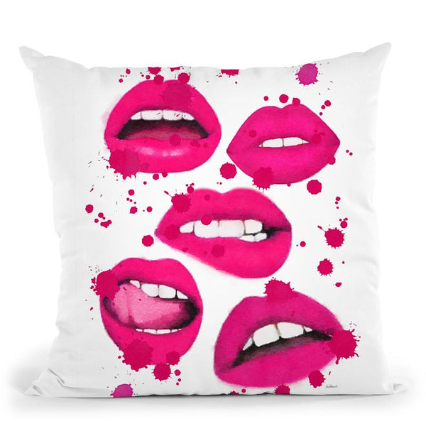Multiple Lips Pink Throw Pillow By Amanda Greenwood