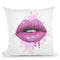 Lip Drip Pink With Background Throw Pillow By Amanda Greenwood