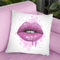 Lip Drip Pink With Background Throw Pillow By Amanda Greenwood