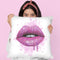 Lip Drip Pink With Background Throw Pillow By Amanda Greenwood