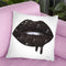 Lip Drip Black Glitter Throw Pillow By Amanda Greenwood